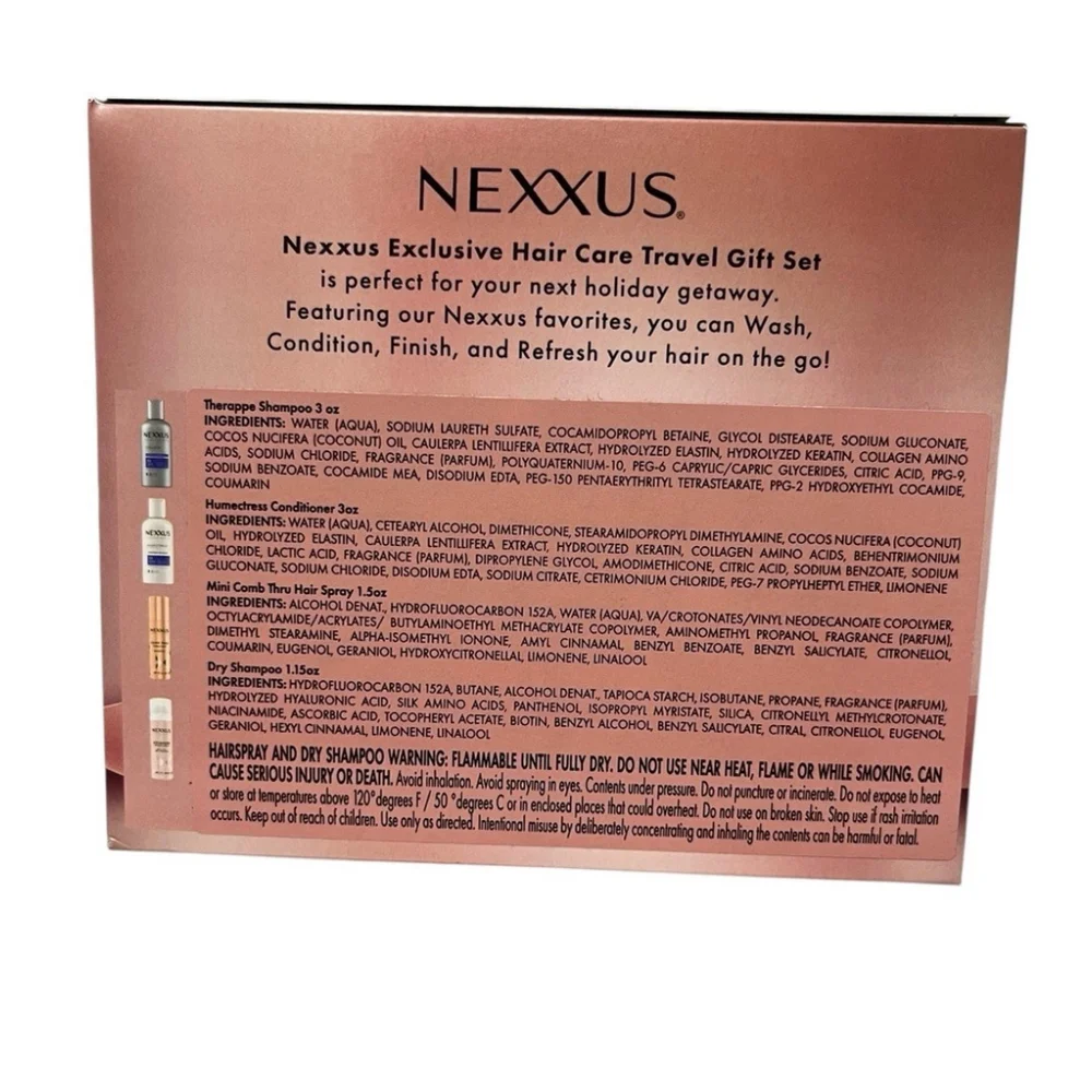 Nexxus Hair Travel Gift Set Shampoo, Conditioner, Hair Spray, Dry Shampoo